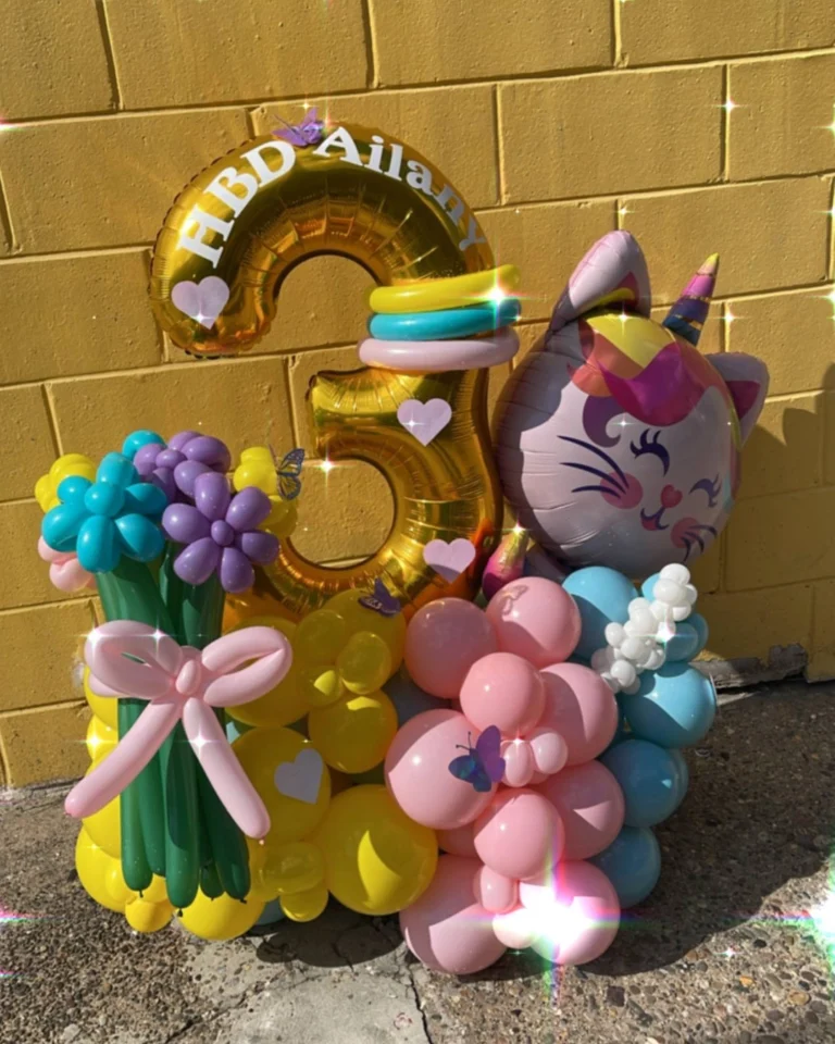 Kids’ Birthday Balloon Bouquet – Custom Characters & Numbers