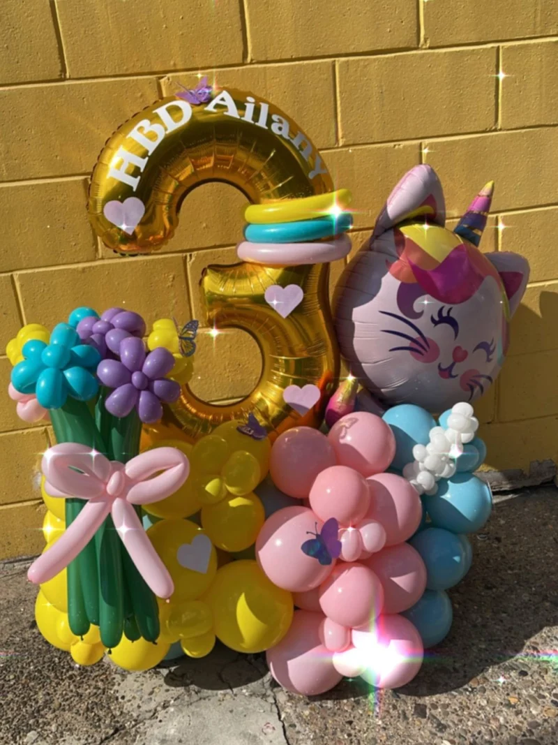 Kids’ Birthday Balloon Bouquet – Custom Characters & Numbers