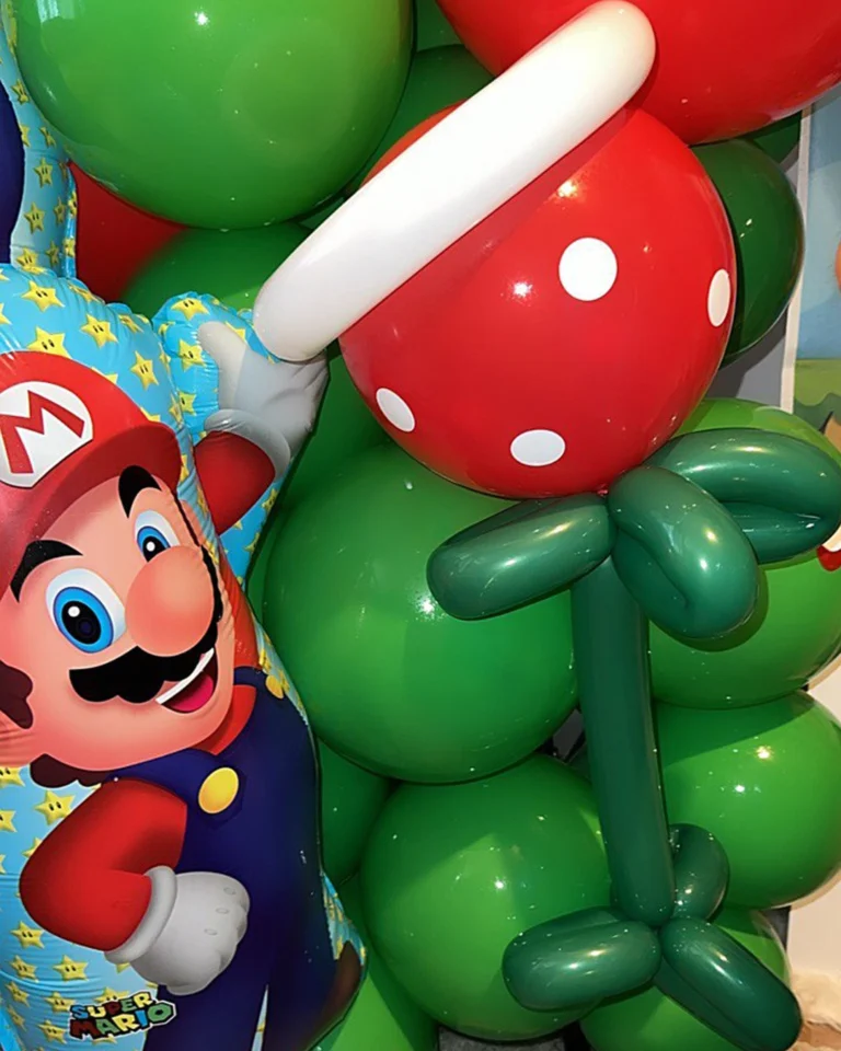 Mario Themed Birthday Balloon Arch