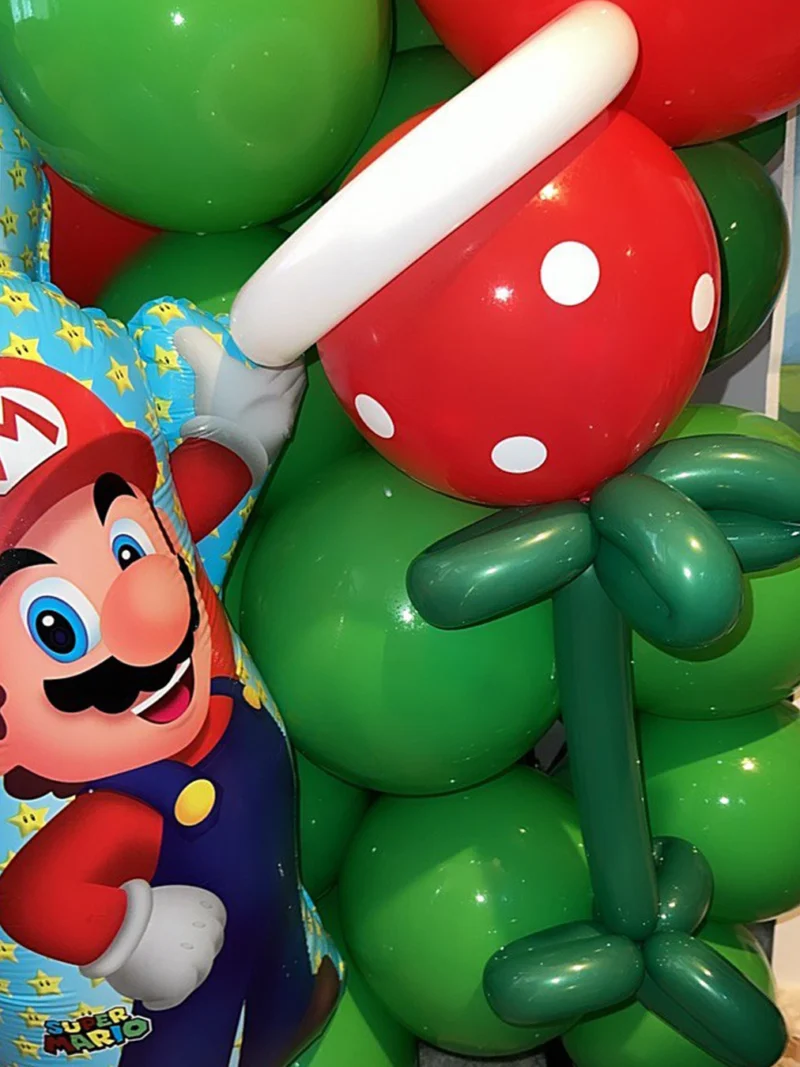 Mario Themed Birthday Balloon Arch