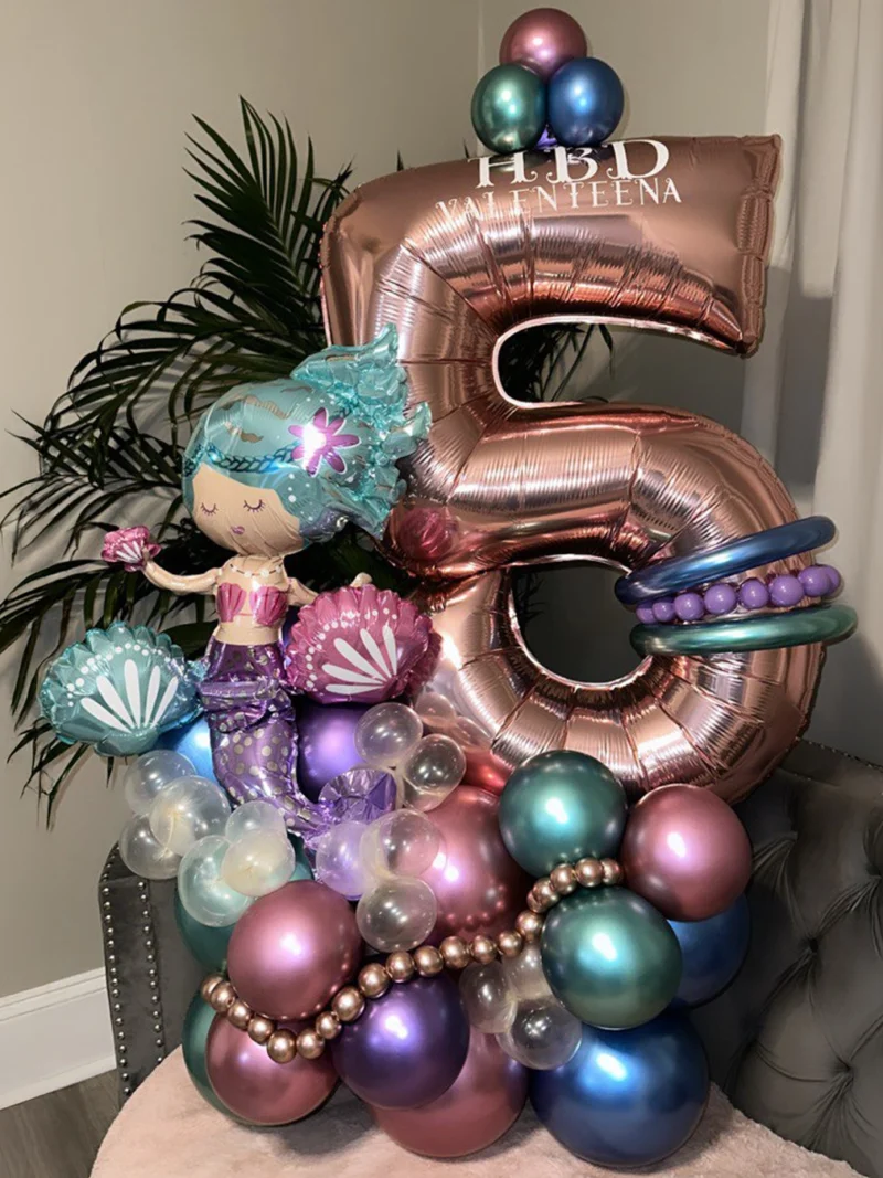 Mermaid Number Balloon Bouquet Under the Sea Magic